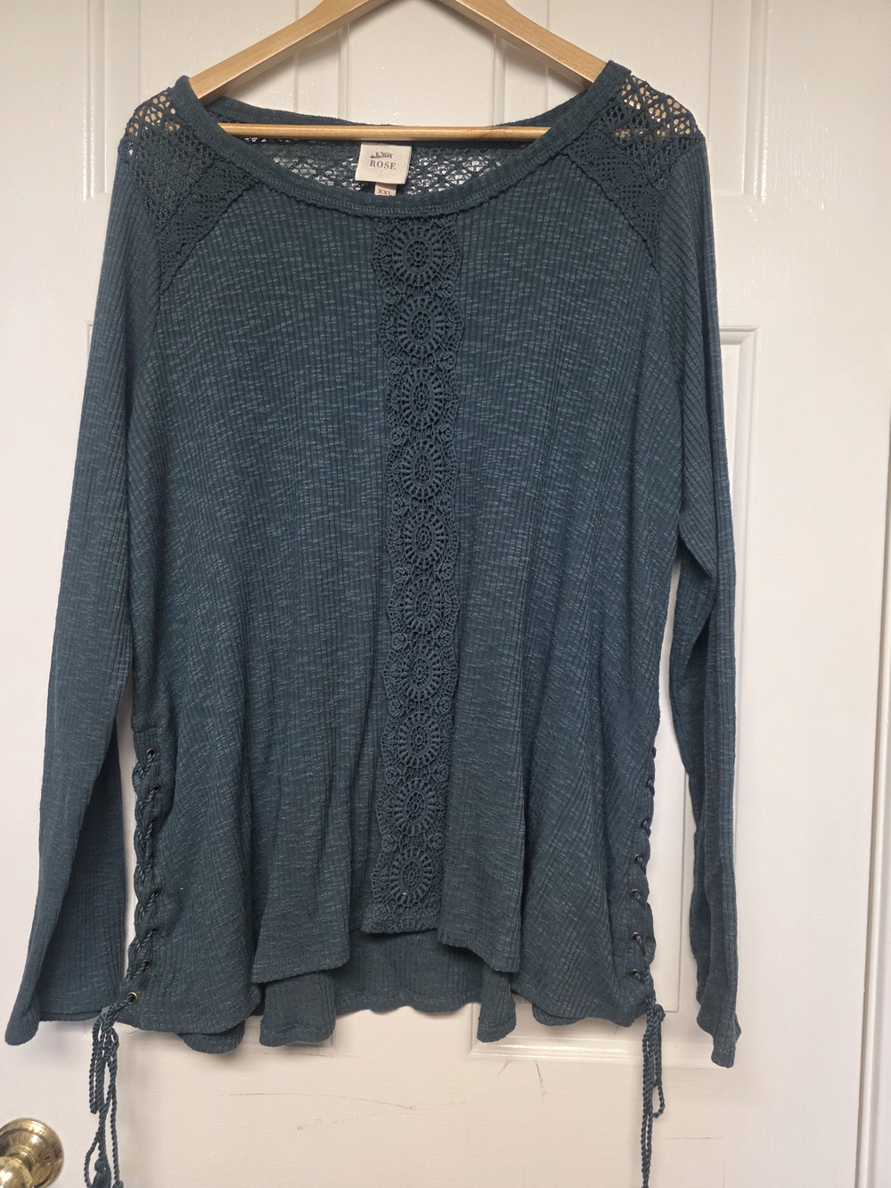 Crochet-Trim Long Sleeve
